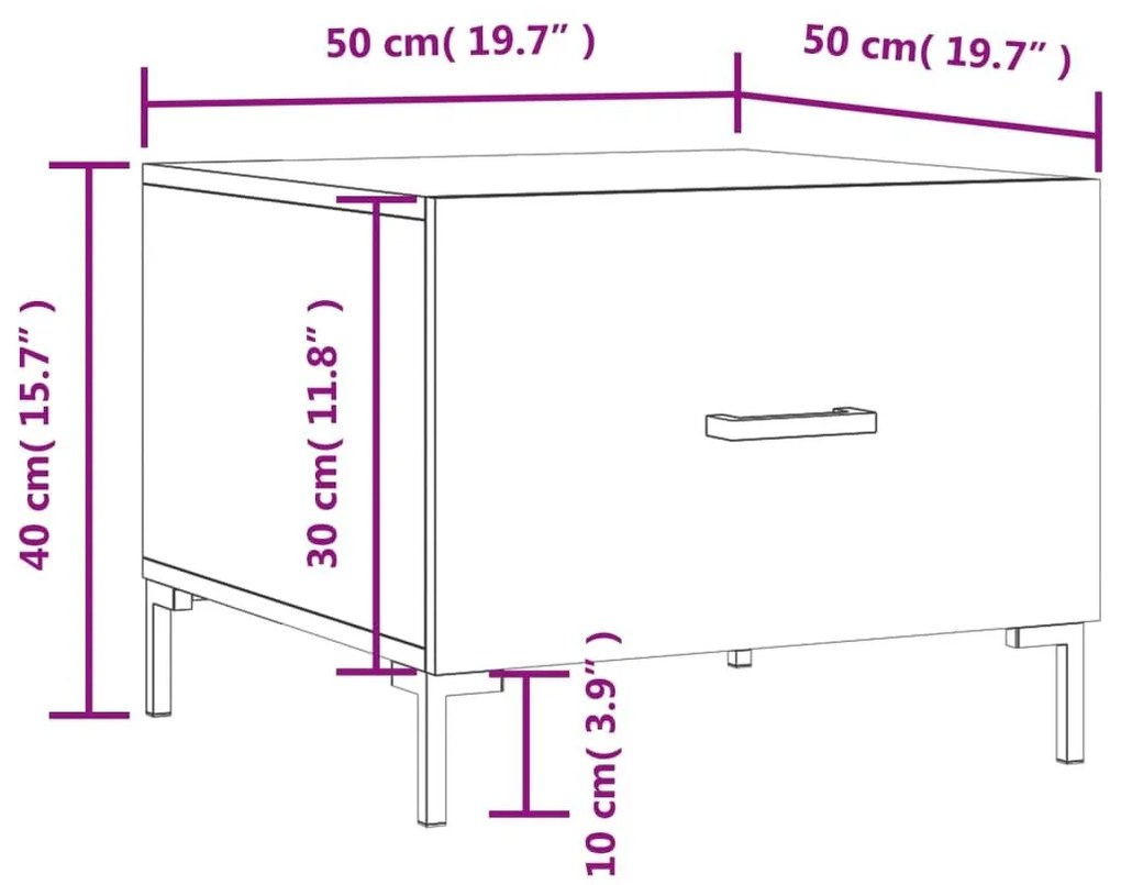 Τραπεζάκια Σαλονιού 2 τεμ. Λευκά 50x50x40 εκ Επεξεργασμένο Ξύλο - Λευκό