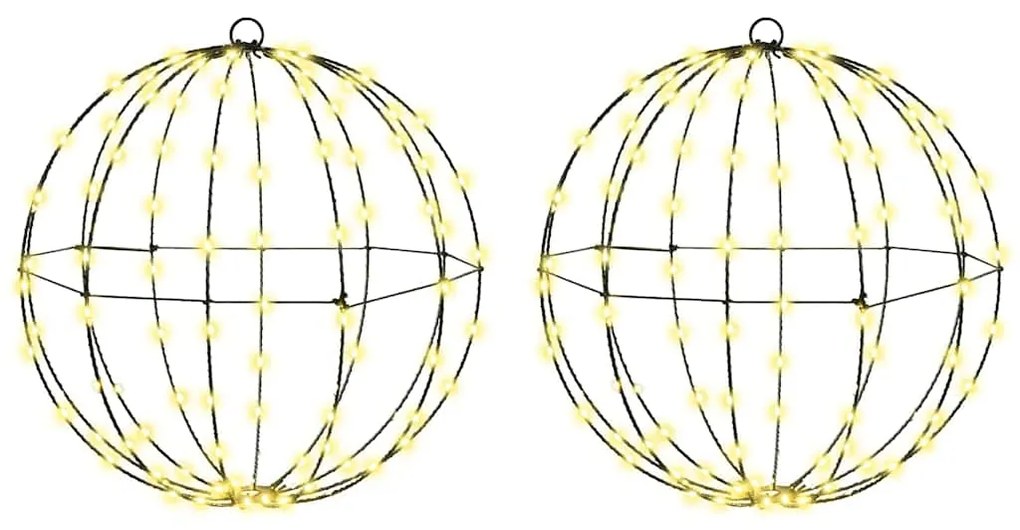 vidaXL Μπάλα με 192 LED 2 pcs Θερμό λευκό 40 cm Μέταλλο