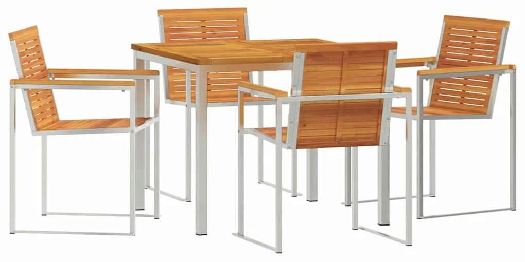 vidaXL Σέτ φαγητού για κήπο 5 pcs Καφέ Στερεό Ξύλο Ακακίας