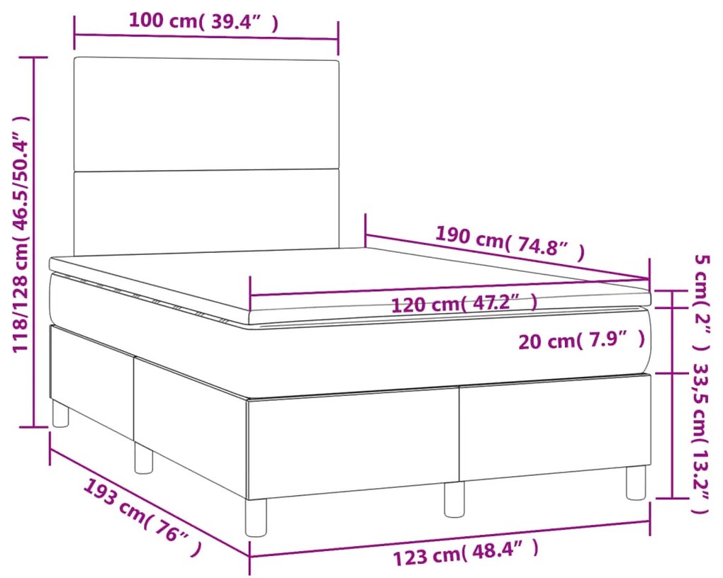 ΚΡΕΒΑΤΙ BOXSPRING ΜΕ ΣΤΡΩΜΑ ΣΚΟΥΡΟ ΚΑΦΕ 120X190 ΕΚ ΥΦΑΣΜΑΤΙΝΟ 3269919