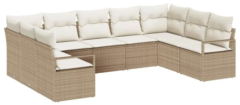 vidaXL Σετ Καναπέ Κήπου 9 pcs Μπεζ Πολυ ράταν