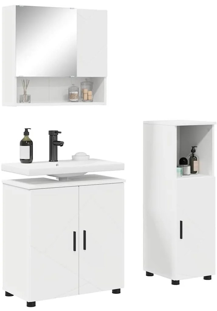 vidaXL Σετ Επίπλων Μπάνιου Επιτοίχιο 3 pcs Λευκό 61 x 35 x 64 εκ.