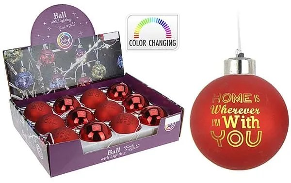 JΚ Home Décor - Μπάλα Γυάλινη Φωτιζομενη Κόκκινη 2Σχδ 6cm