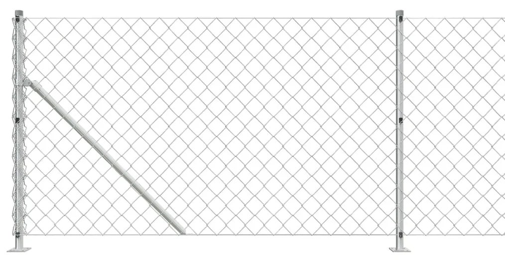 vidaXL Συρματόπλεγμα Περίφραξης Ασημί 1 x 10 μ. με Βάσεις Φλάντζα
