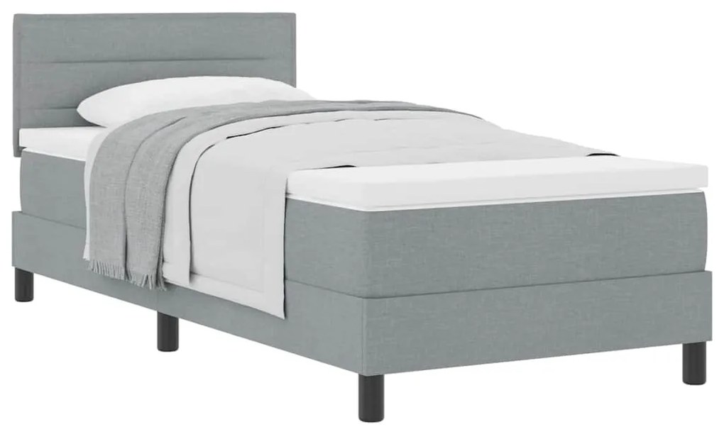 vidaXL Κρεβάτι box spring με στρώμα Ανοιχτό γκρι 80 x 200 cm ύφασμα