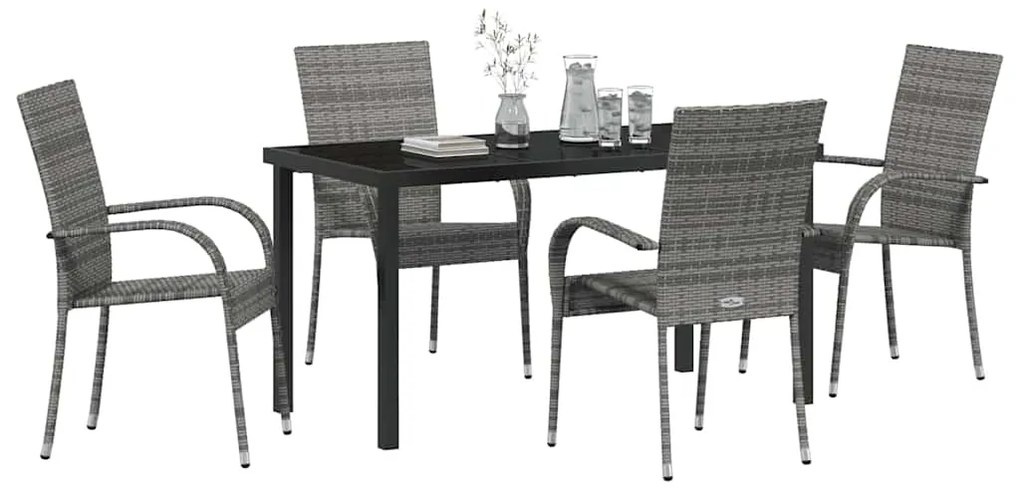 vidaXL Σέτ φαγητού για κήπο 5 pcs Γκρι Χάλυβας με επίστρωση πούδρας