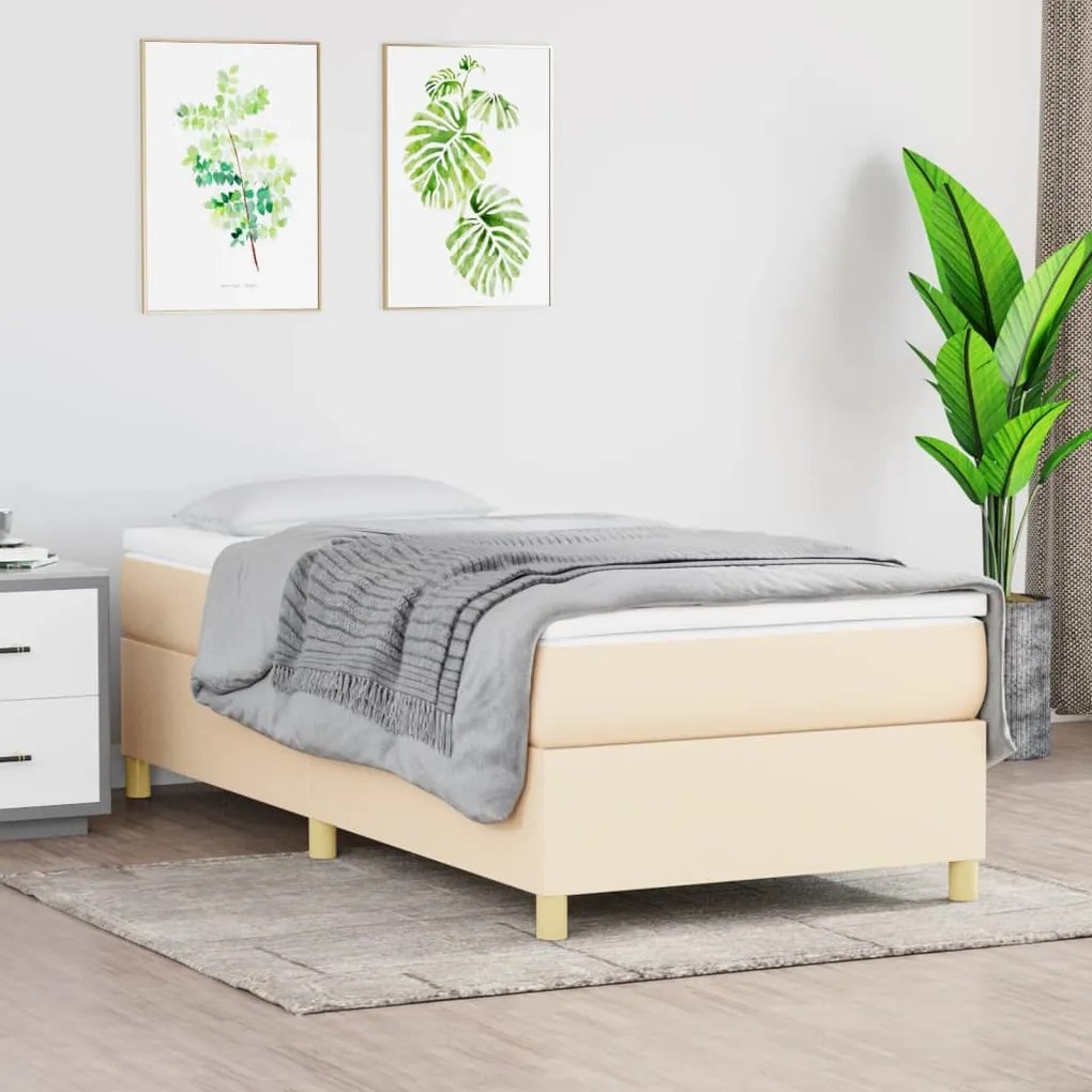 Κρεβάτι Boxspring με Στρώμα Κρεμ 90x200 εκ.Υφασμάτινο