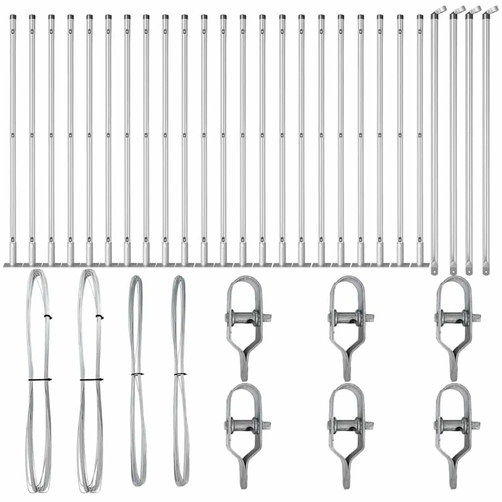 vidaXL Στύλος Περιφράξεων 26 pcs Ασημί 3.2 x 3.2 x 140 εκ Ατσάλι