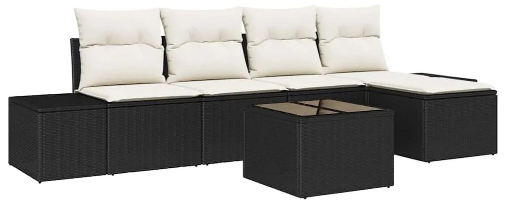 vidaXL Σετ Καναπέ Κήπου 6 pcs Καφέ, Κρέμα Πολυ rattan, βαμμένο ατσάλι