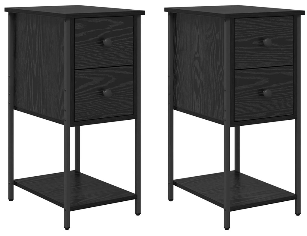 vidaXL Κομοδίνο με συρτάρι 2 pcs Μαύρη δρυς 32 x 42 x 70 εκ
