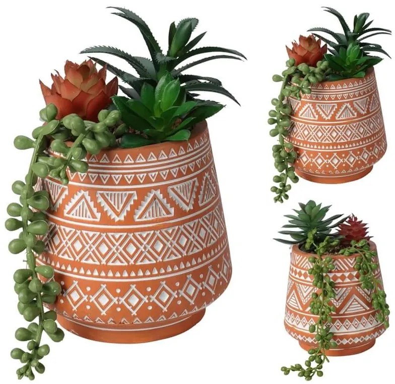 Tεχνητό φυτό σε γλάστρα Παχύφυτα - 15cm, σε 2 επιλογές σχεδίου