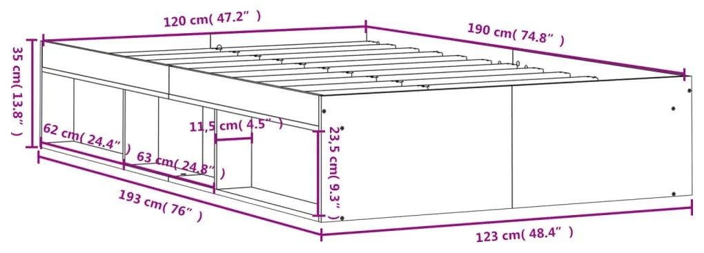 ΠΛΑΙΣΙΟ ΚΡΕΒΑΤΙΟΥ ΛΕΥΚΟ 120 X 190 ΕΚ. SMALL DOUBLE 3203894