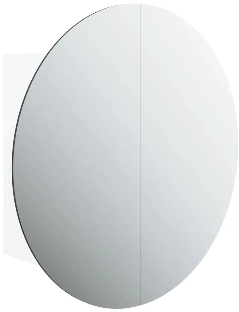 vidaXL Ντουλάπι Μπάνιου με Στρογγυλό Καθρέφτη/LED Λευκό 47x47x17,5 εκ.