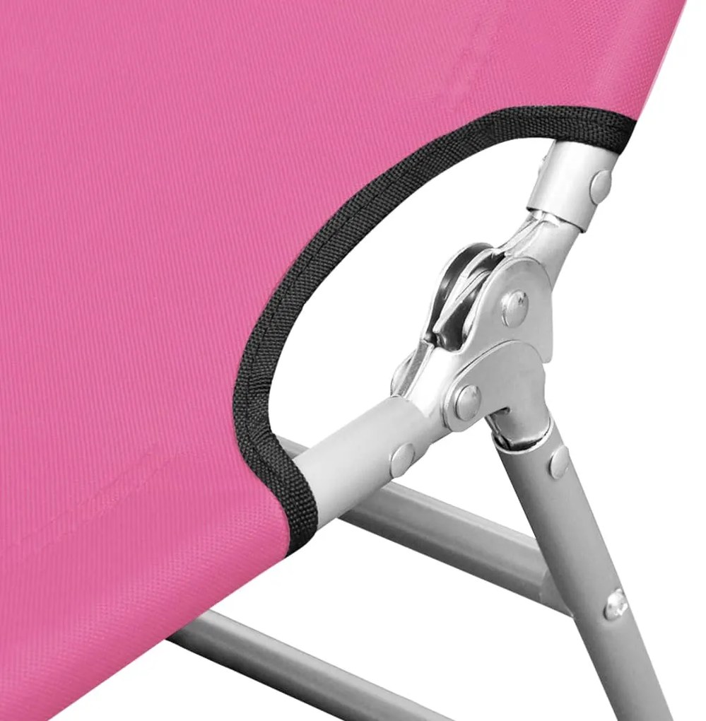 vidaXL Ξαπλώστρα Πτυσσόμενη Ροζ Magento Ατσάλινη με Μαξιλάρι