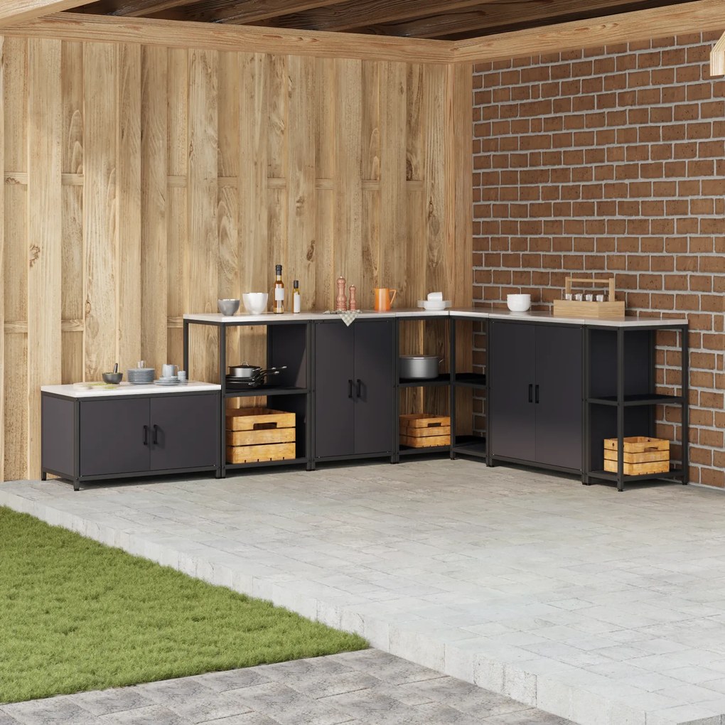 vidaXL Ντουλάπα Αποθήκευσης Κουζίνας Μαύρο 60 x 50 x 92 εκ. Ατσάλι