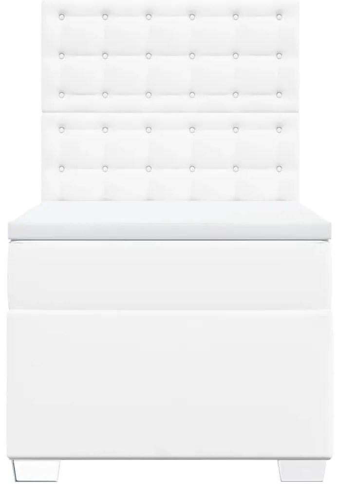 vidaXL Κρεβάτι Boxspring με Στρώμα Λευκό 90x190εκ. από Συνθετικό Δέρμα
