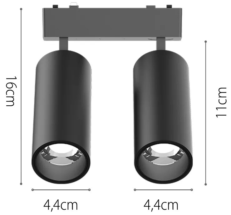 Φωτιστικό LED 2x9W 3000K για Ultra-Thin μαγνητική ράγα σε λευκή απόχρωση D:16cmX4,4cm (T03801-WH) - 1.5W - 20W - T03801-WH