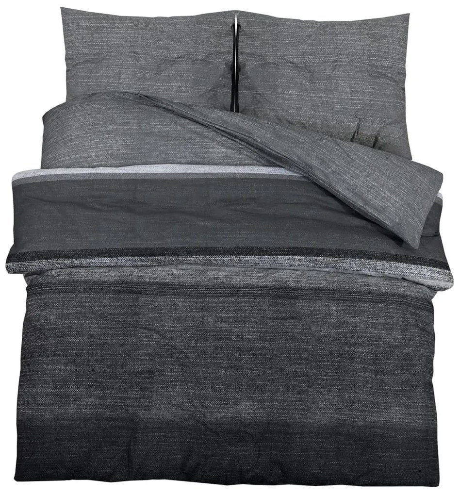 vidaXL Σετ Παπλωματοθήκης Σκούρο Γκρι 140x200 εκ. Βαμβακερό