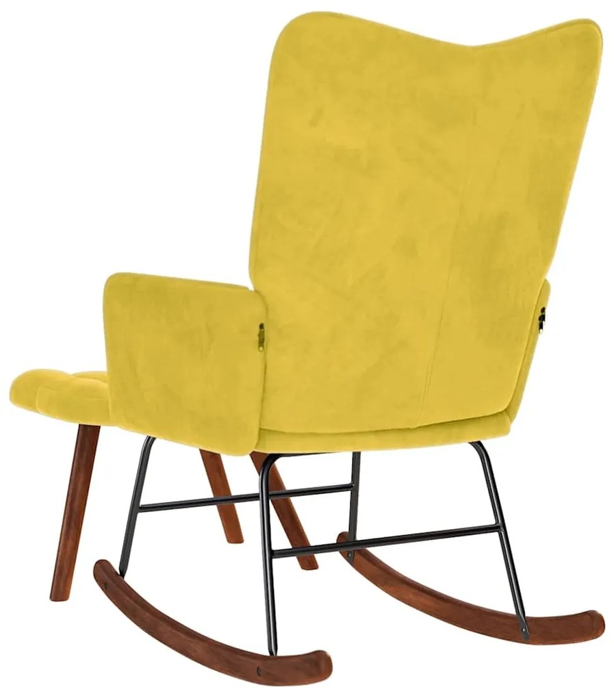 vidaXL Κουνιστή Πολυθρόνα με Σκαμπό Κίτρινο Βελούδο