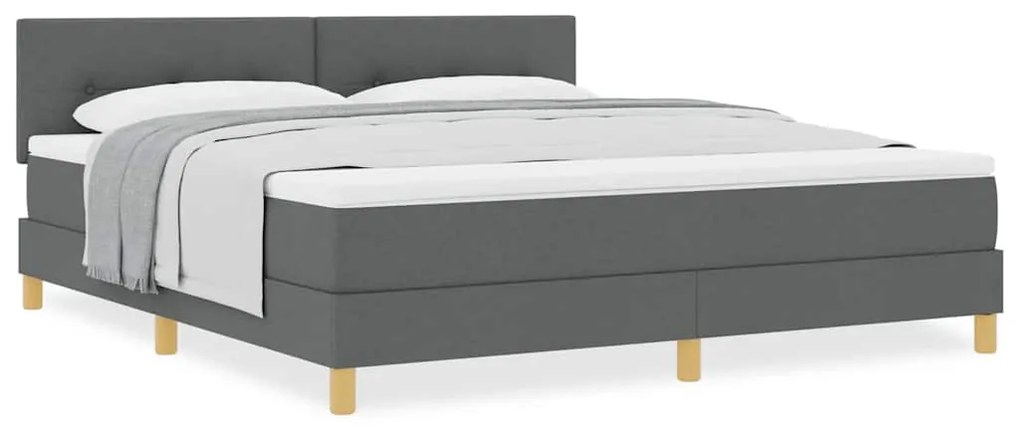 vidaXL Κρεβάτι box spring με στρώμα Σκούρο γκρι 180 x 200 cm ύφασμα