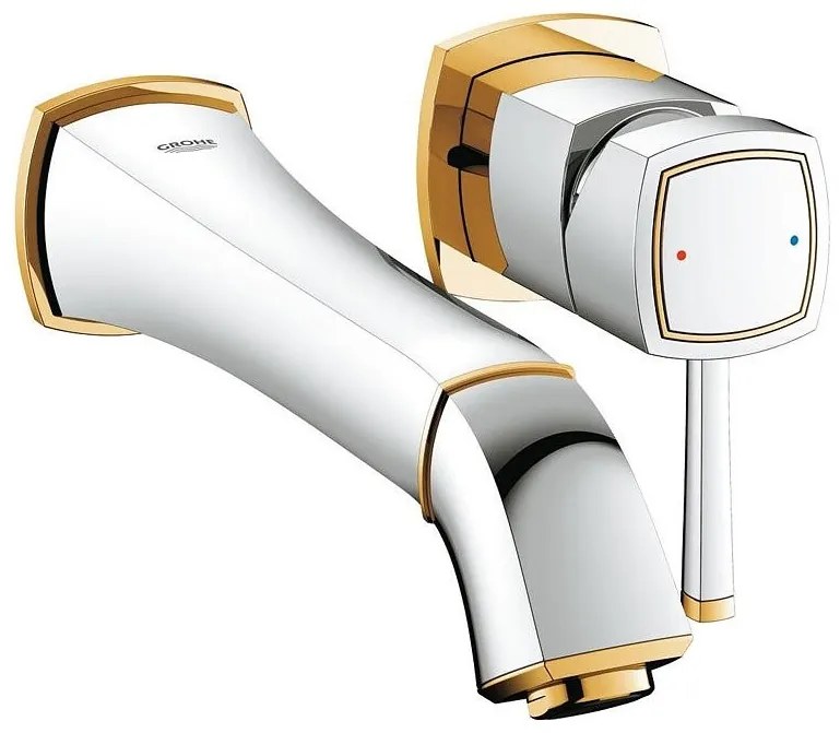 Μπαταρία νιπτήρος τοίχου Grohe Grandera-Gold - Chrome-Μήκος 17 εκ.