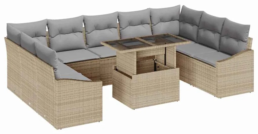 vidaXL Σετ Καναπέ Κήπου 10 pcs μπεζ και ανοιχτό γκρι 100 x 55 x 73 εκ