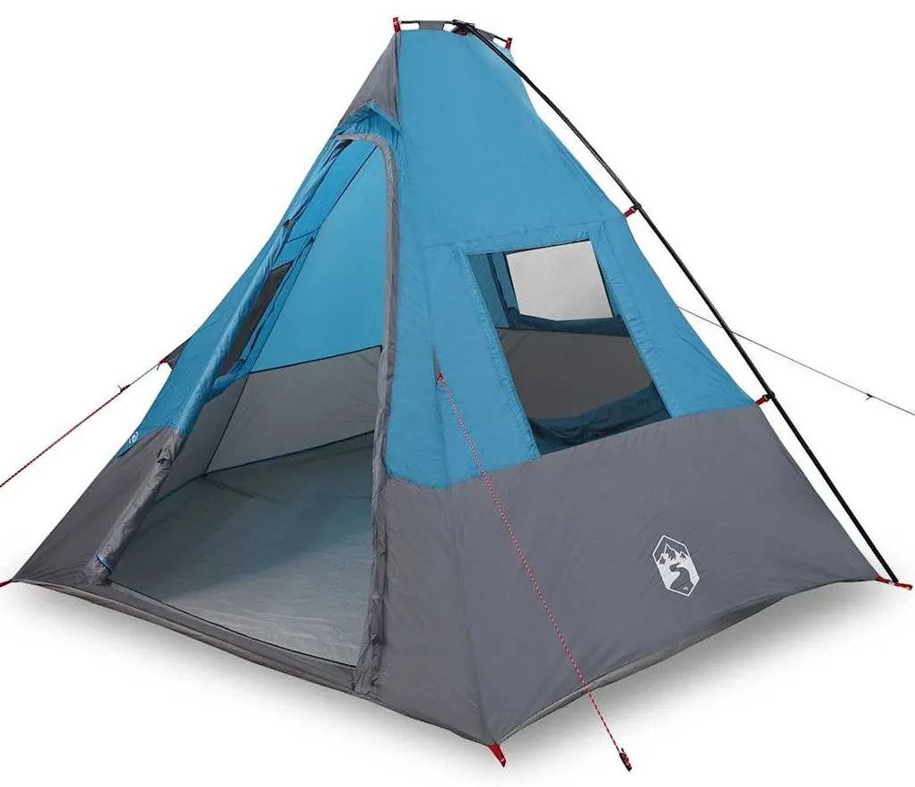 vidaXL Σκηνή Τιπί με στέγη Μπλε 383 x 338 x 217 εκ. ταφτάς