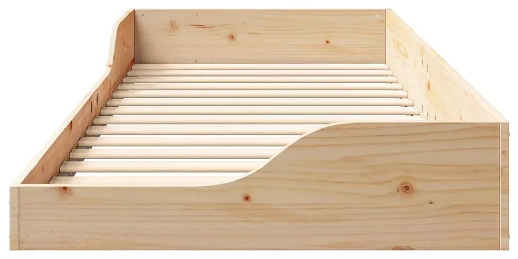 vidaXL Κρεβάτι δαπέδου Καφέ 90 x 220 cm Μασίφ ξύλο πεύκου