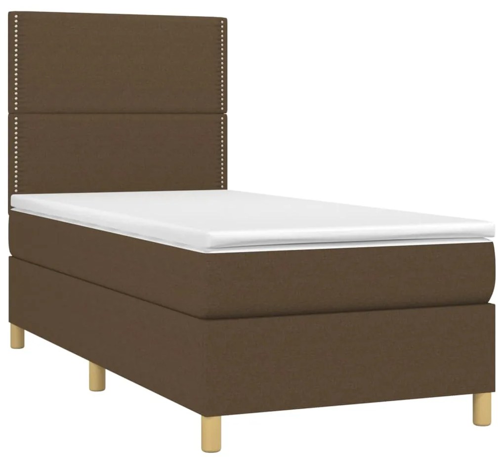 ΚΡΕΒΑΤΙ BOXSPRING ΜΕ ΣΤΡΩΜΑ &amp; LED ΣΚ.ΚΑΦΕ 90X200 ΕΚ. ΥΦΑΣΜΑΤΙΝΟ 3135328