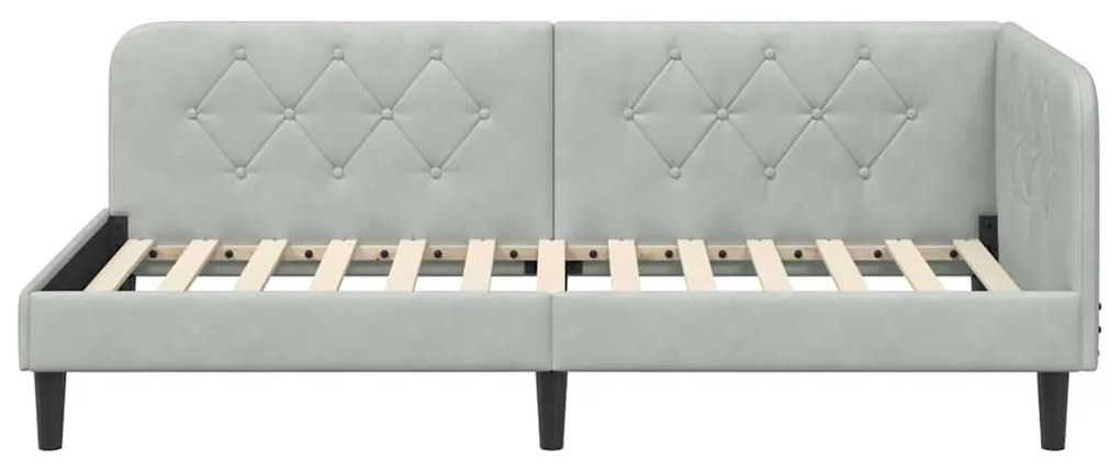 vidaXL Κρεβάτι Γωνίας με κεφαλάρι Ανοιχτό γκρι 100 x 200 cm Βελούδο