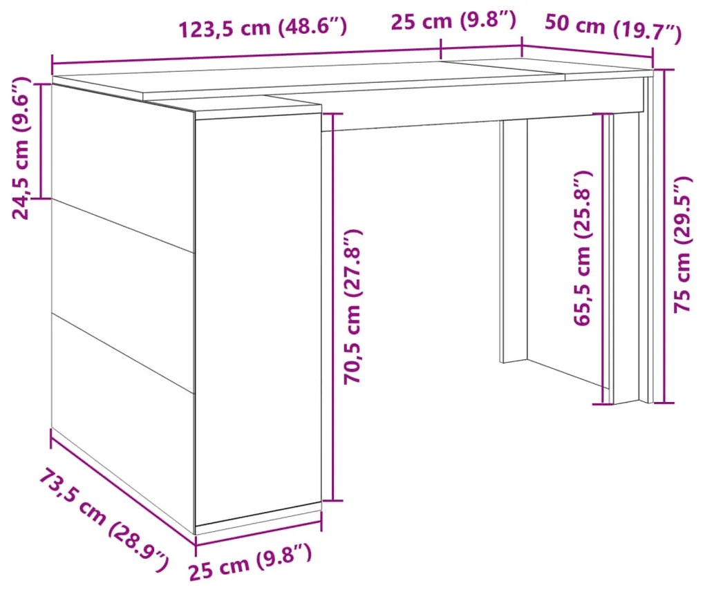 ΓΡΑΦΕΙΟ ΛΕΥΚΟ 123,5X73,5X75 ΕΚ. ΑΠΟ ΕΠΕΞΕΡΓΑΣΜΕΝΟ ΞΥΛΟ 847982