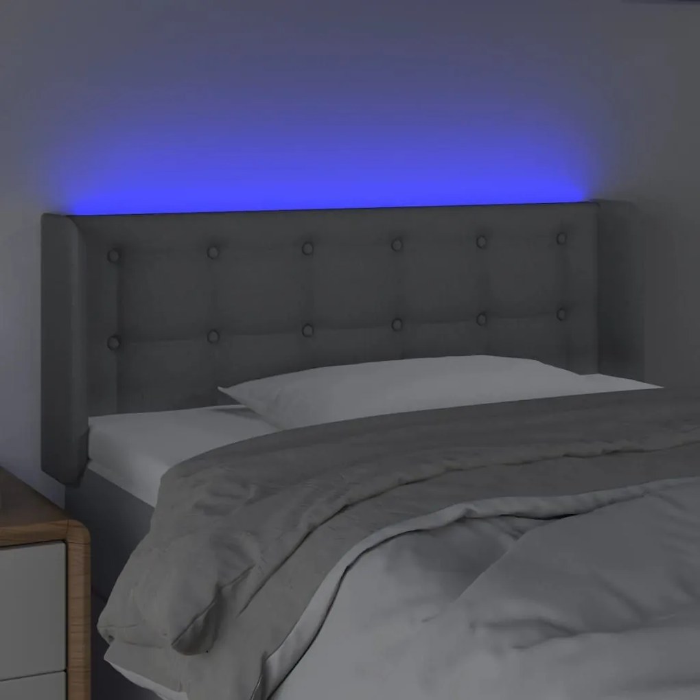 Κεφαλάρι Κρεβατιού LED Ανοιχτό Γκρι 103x16x78/88 εκ. Υφασμάτινο - Γκρι