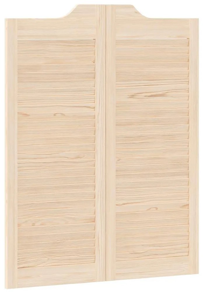 Swing Doors Louvred Design 1-Pair 100x80 cm μασίφ ξύλο πεύκο - Καφέ