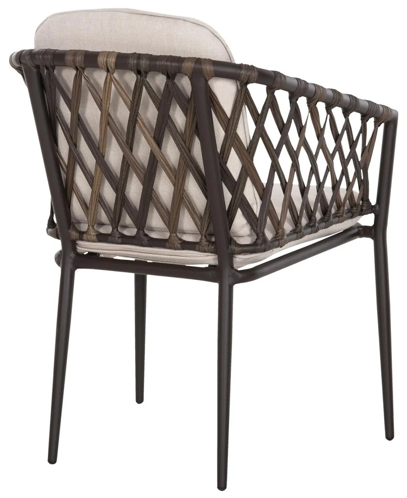 Καρέκλα - Πολυθρόνα BOLLY C6080 Καφέ Συνθετικό Rattan με Μπέζ Μαξιλάρια 58,5x67x86Υεκ 4αδα 58.5x67x86 εκ.