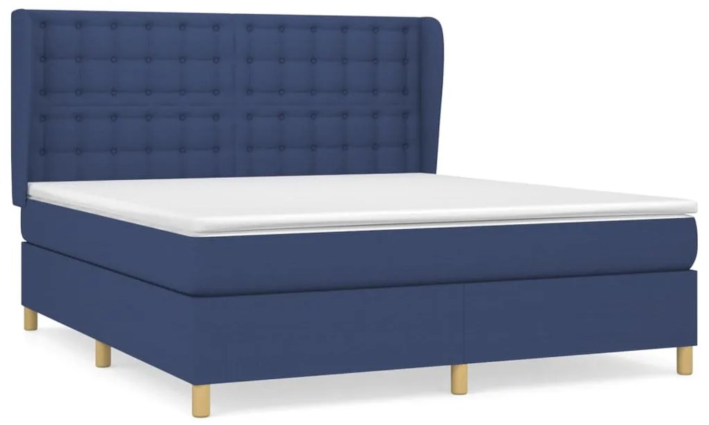 vidaXL Κρεβάτι Boxspring με Στρώμα Μπλε 160x200 εκ. Υφασμάτινο