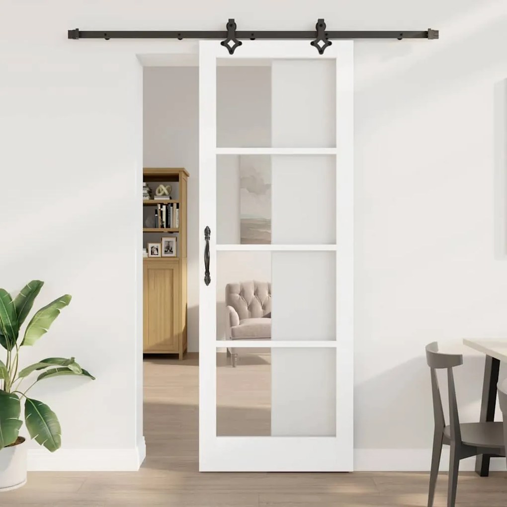 vidaXL Συρόμενη Πόρτα ORKDAL Λευκό 83 x 232 εκ. Ξύλο και μέταλλο