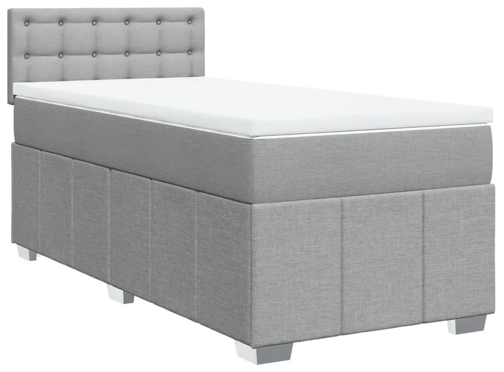 Κρεβάτι Boxspring με Στρώμα Ανοιχτό Γκρι 90x200 εκ. Υφασμάτινο - Γκρι