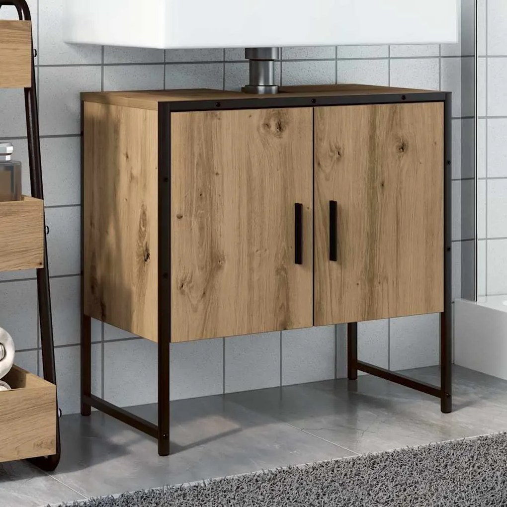 vidaXL Ντουλάπι Νιπτήρα Μπάνιου Αρτισιανή Δρυς 60x33x60 εκ. Επεξ. Ξύλο