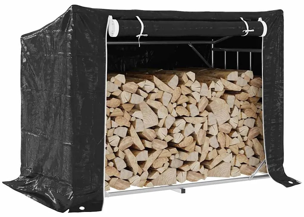 vidaxL Ράφι για καυσόξυλα με κάλυμμα βροχής 151x80,5x110,5 εκ.