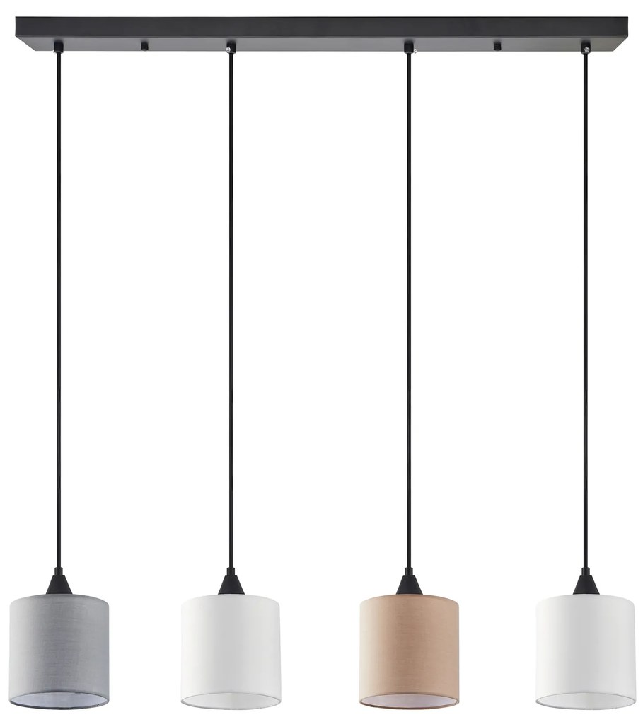 SE21-BL-B10-4BL-SH123 ADEPT FLEX White, Grey, Brown Fabric Shade Pendant+ HOMELIGHTING 77-8962