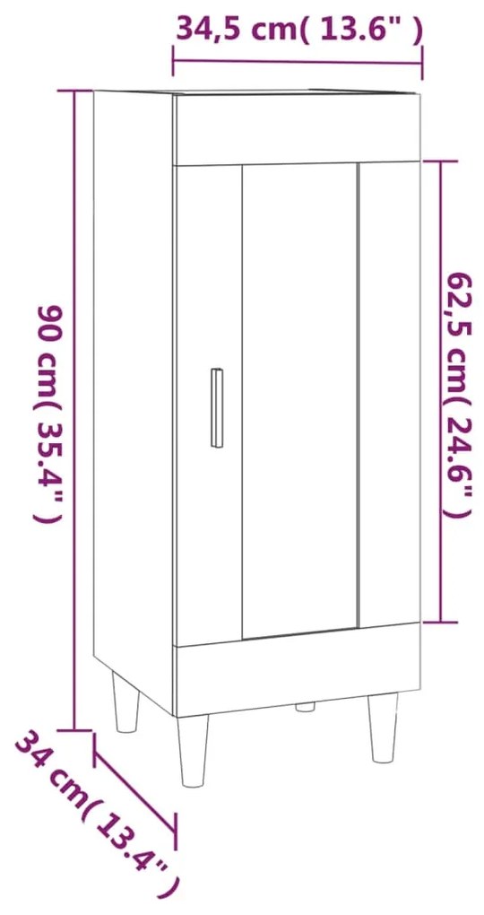 Ντουλάπι Γκρι Sonoma 34,5x34x90 εκ. από Επεξεργασμένο Ξύλο - Γκρι