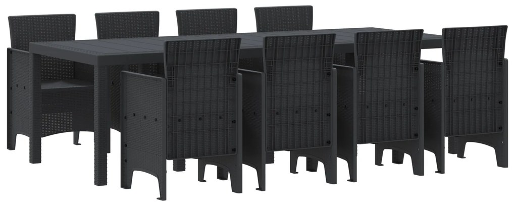 vidaXL Σετ Τραπεζαρίας Κήπου 9 pcs Ανθρακί 250 x 100 x 73 εκ