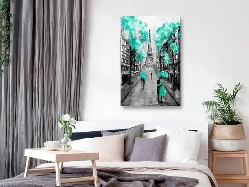 Πίνακας - Paris Rendez-Vous (1 Part) Vertical Green - 40x60