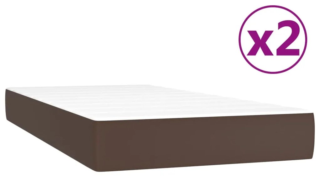 vidaXL Κρεβάτι Boxspring με Στρώμα Καφέ 200x200 εκ. Συνθετικό Δέρμα