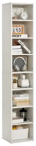 VEVOR 8 Tiers Narrow Bookshelf 71&quot; Wooden Open Bookcase Adjustable Shelf White