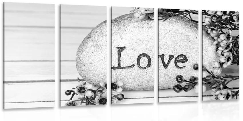 Επιγραφή 5 μερών στην πέτρα Love σε ασπρόμαυρο - 200x100