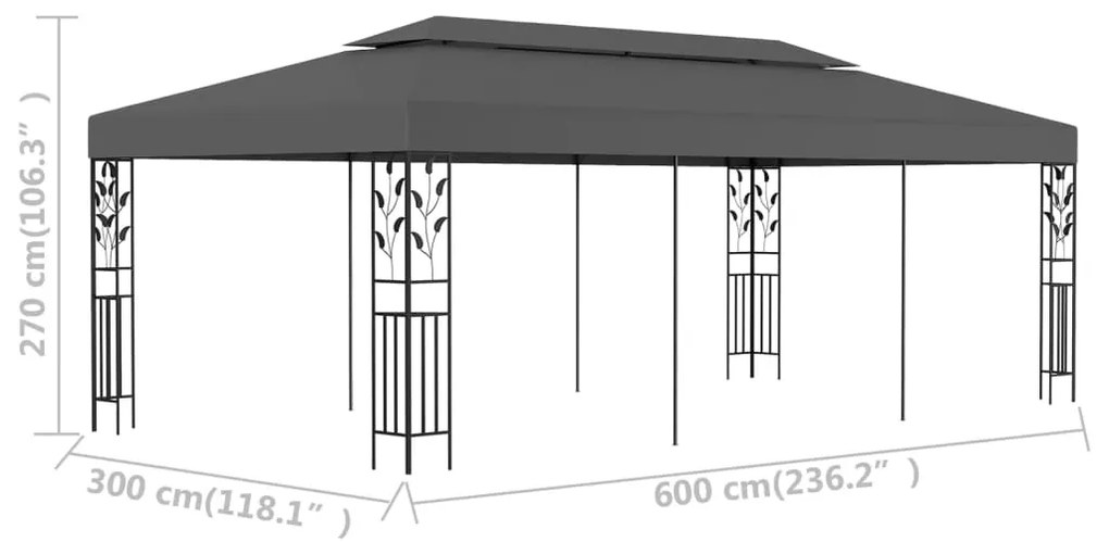 vidaXL Κιόσκι Ανθρακί 3 x 6 μ.