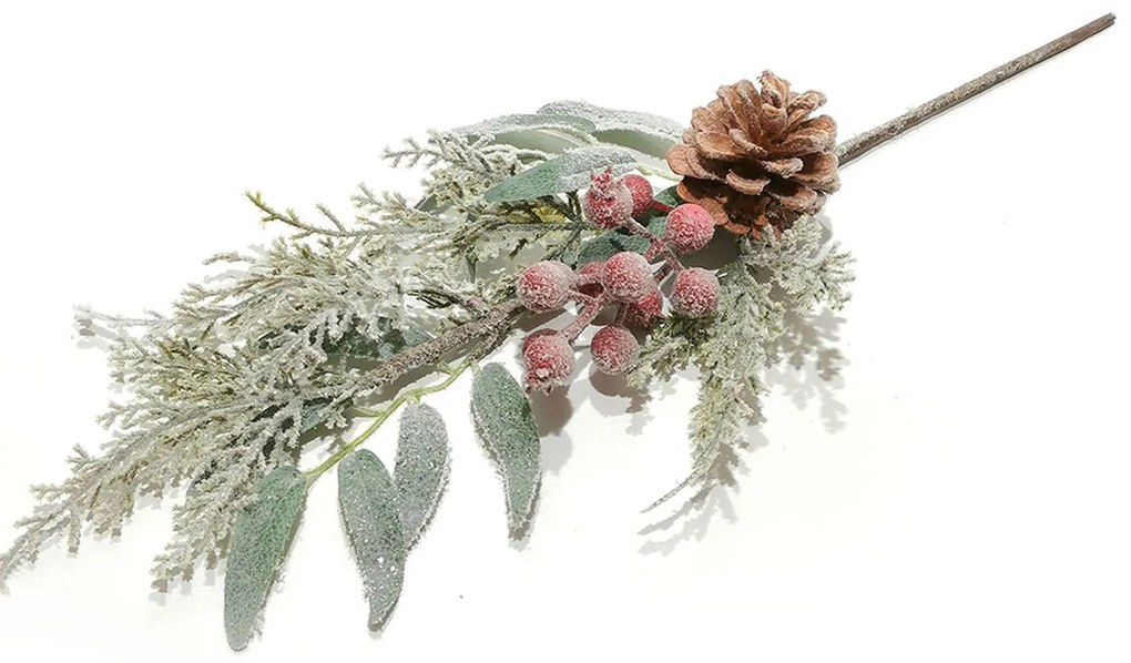 Χριστουγεννιάτικο Κλαδί Με Berries Και Κουκουνάρια Frost 46cm