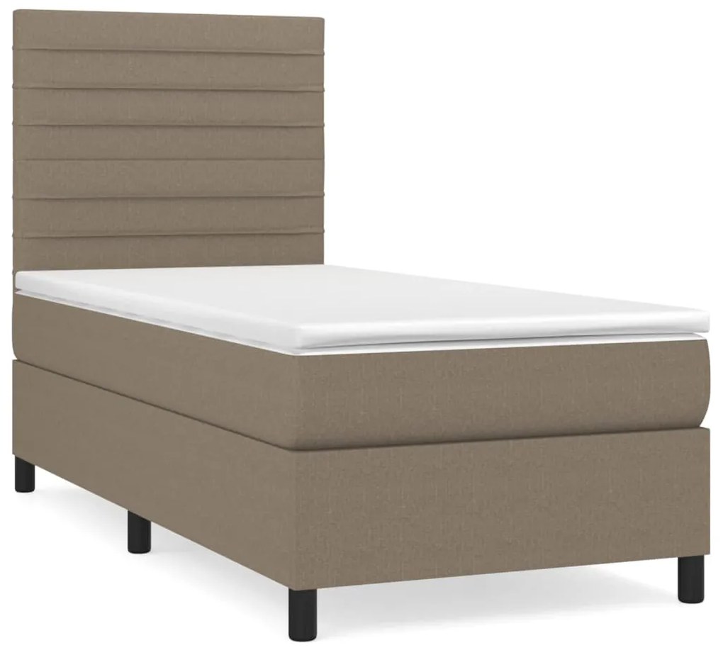 Κρεβάτι Boxspring με Στρώμα Taupe 90x190 εκ.Υφασμάτινο - Μπεζ-Γκρι