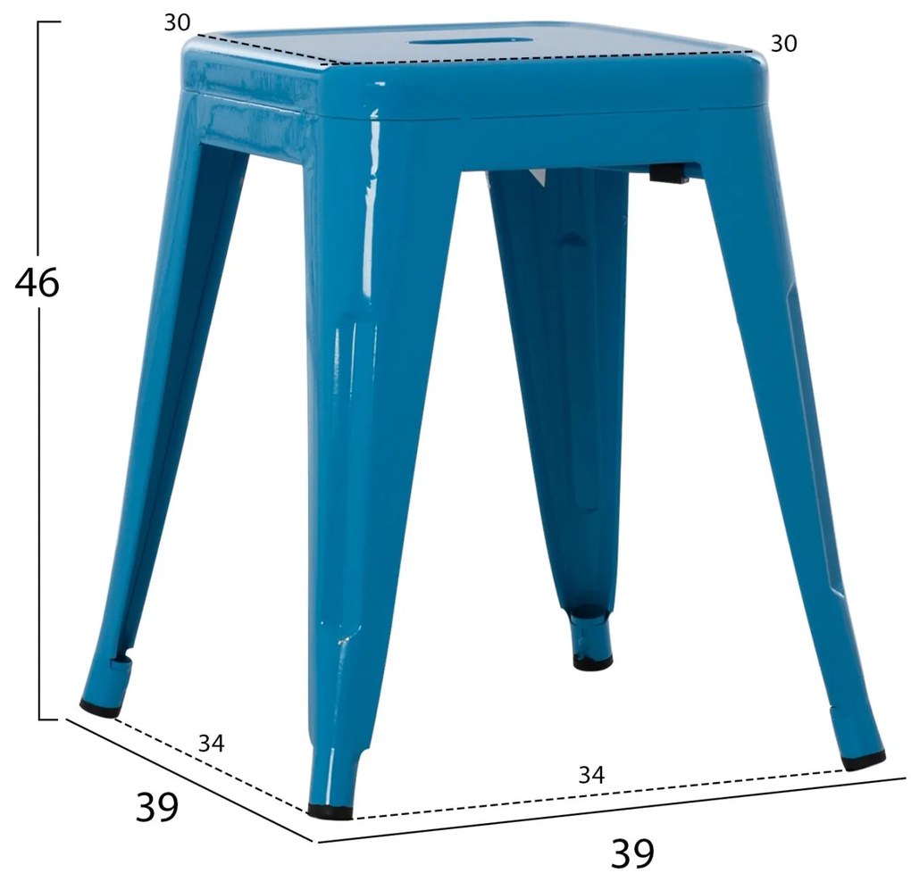 Σκαμπό μπαρ MELITA Χαμηλό Μεταλλικό σε Μπλέ 37x37x45Υεκ. 37x37x45 εκ.